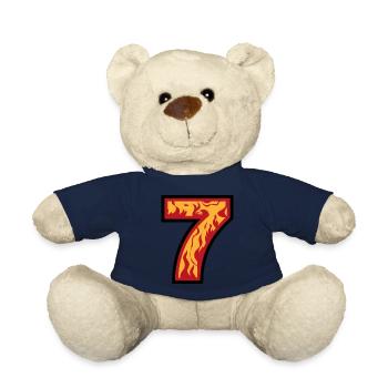 Nummer sieben mit Flammen - Zahl 7 mit Feuer 🔥 - Teddy - French Navy - Vorne