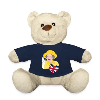 British Queen Elizabeth II with Union Jack - Teddy Bear - french navy - Front