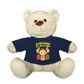 Achtung Ich Bin Schon 3 Tier Geburtstag Affe - Teddy - French Navy - Vorne