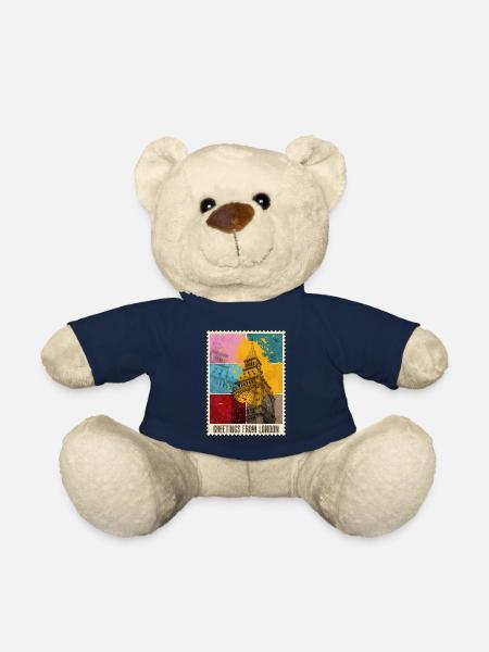 Londres Angleterre UK City Skyline Stamp Coloré - Nounours - bleu marine