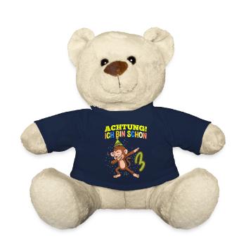 Achtung Ich Bin Schon 3 Geburtstag Affen - Teddy - French Navy - Vorne