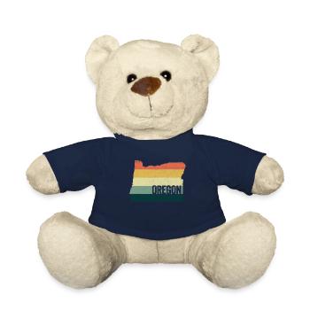 Retro 80s Distressed Vintage Sunset Oregon - Teddy Bear - french navy - Front