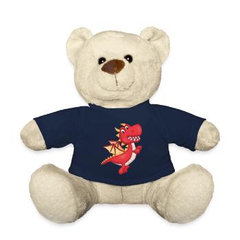 Clever little red dragon - Teddy Bear - french navy - Front