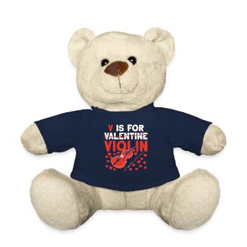 Violin Violinist Valentines Day V - Teddy - French Navy - Vorne
