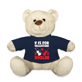 Violin Violinist Valentines Day V - Teddy - French Navy - Vorne
