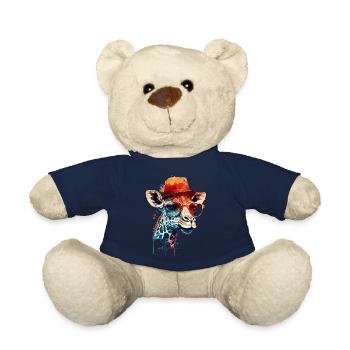 Giraffe head with glasses and hat as vector design - Teddy Bear - french navy - Front