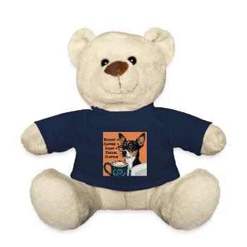 Books and Coffee and Dogs and Social Justice - Teddy Bear - french navy - Front