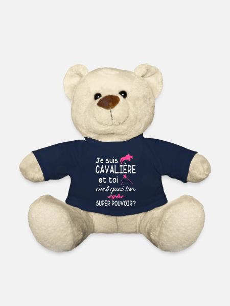 je suis cavalière / cadeau humour cavalière - Nounours - bleu marine