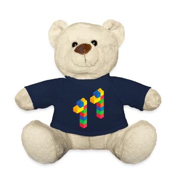 Bâtiment en bloc mignon 11ème anniversaire Cadeau 11 ans - Nounours - bleu marine - Devant