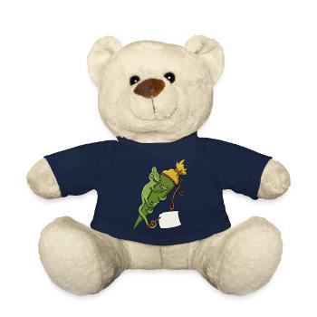 Chameleon with school cone and slip of paper - Teddy Bear - french navy - Front