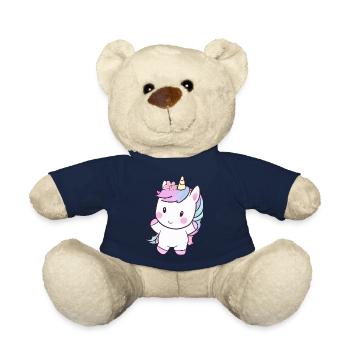 Cute Dancing Unicorn, Cheerful Fantasy Design - Teddy Bear - french navy - Front