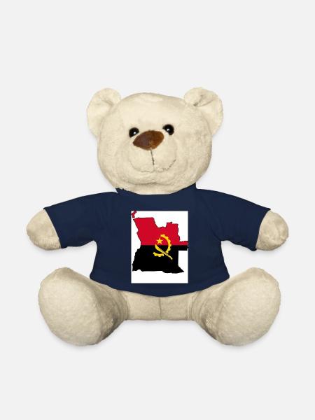 Angola Flag, Map - Teddy Bear - french navy