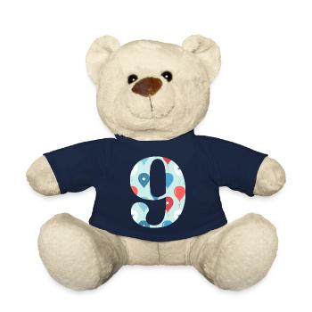 9th anniversary balloon - Teddy Bear - french navy - Front