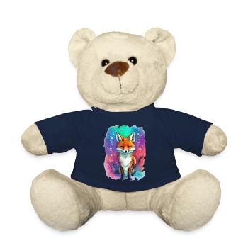 Fuchs, bunt, Kinder, Weihnachten, Schneeflocken - Teddy - French Navy - Vorne