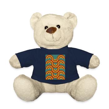 Vintage Retro Geometric Shapes - Teddy Bear - french navy - Front