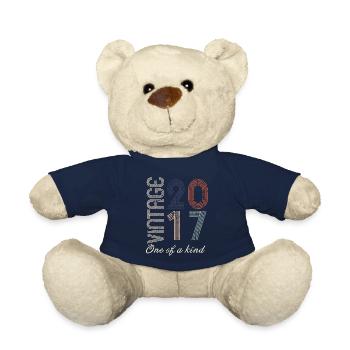 7th Anniversary 2017 - Vintage Retro Gift Idea - Teddy Bear - french navy - Front