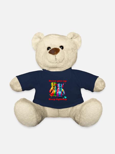 Never give up. Keep fighting. Boxe. Gants de Boxe - Nounours - bleu marine