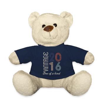8th Anniversary 2016 - Vintage Retro Gift Idea - Teddy Bear - french navy - Front