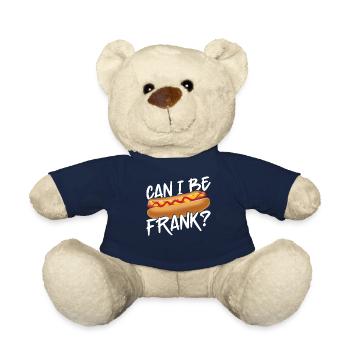 Hot Dog Adult Pun Can I Be Frank? - Teddy Bear - french navy - Front