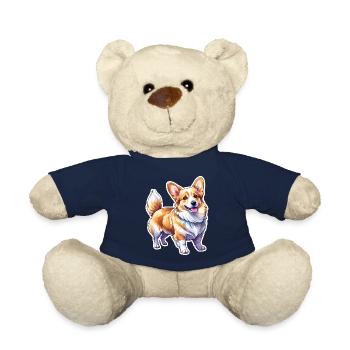 Welsh Corgi Pembroke Aquarelle - Nounours - bleu marine - Devant