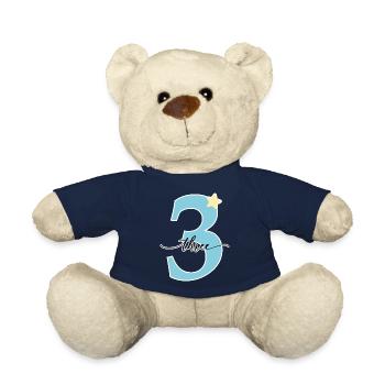 3rd birthday three years - Teddy Bear - french navy - Front
