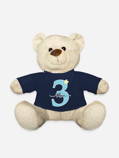 3rd birthday three years - Teddy Bear - french navy