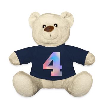 Numéro 4 coloré - Nounours - bleu marine - Devant