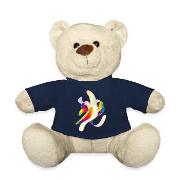 Regenbogenfarbene Banane – Verspieltes Fruchtmotiv - Teddy - French Navy - Vorne