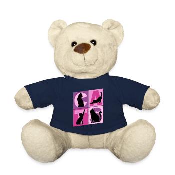 Chaton Chaton Chaton Kitty Silhouette Art - Nounours - bleu marine - Devant