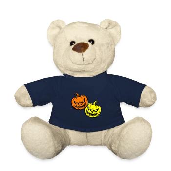 Halloween Creepy Pumpkin Face - Teddy Bear - french navy - Front
