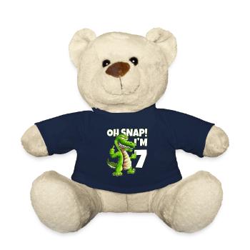 Kids who will be 7 Kids Alligator Crocodile Design - Teddy Bear - french navy - Front