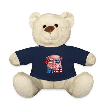 USA Flagge Schweinkostüm Merica Nationalfeiertag - Teddy - French Navy - Vorne