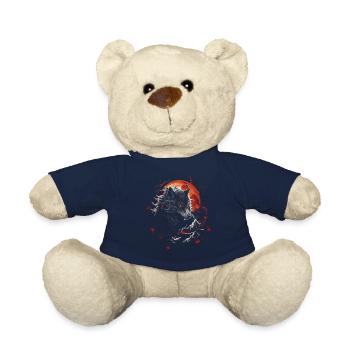 Loup Japonais Art Japonais Anime Traditionnel - Nounours - bleu marine - Devant
