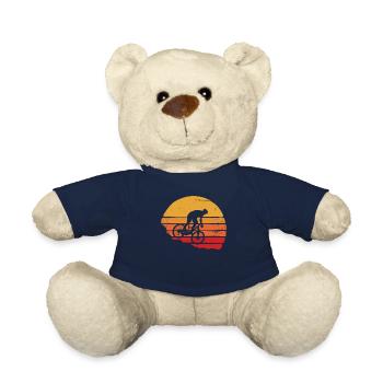 Vintage Mountain Biking Outdoor Retro Design Bike - Teddy Bear - french navy - Front