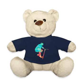 Conception de trottinette acrobatique sportive - Nounours - bleu marine - Devant