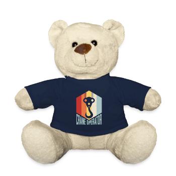 Retro Crane Construction Crane Vintage Crane Driver Crane Operator - Teddy Bear - french navy - Front