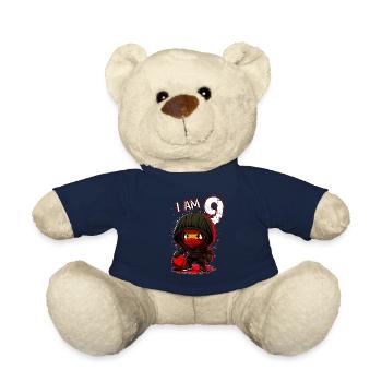 Children birthday 9 years - basketball and ninjas - Teddy Bear - french navy - Front