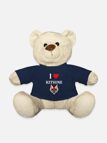 Kitsune Japanese Little Fox Humor - Teddy Bear - french navy