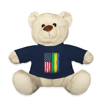 Racines gabonaises et drapeau américain du Gabon - Nounours - bleu marine - Devant