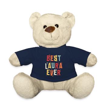 Meilleur Laura Jamais Prénom Texte Rétro Cadeau - Nounours - bleu marine - Devant