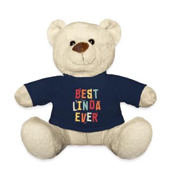 Meilleur Linda jamais rétro Prénom Texte Dire - Nounours - bleu marine - Devant