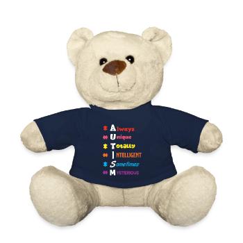 Autism Autism Autist Asperger Syndrome Puzzle - Teddy Bear - french navy - Front