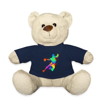 Amant de fan de sport de handball art aquarelle - Nounours - bleu marine - Devant