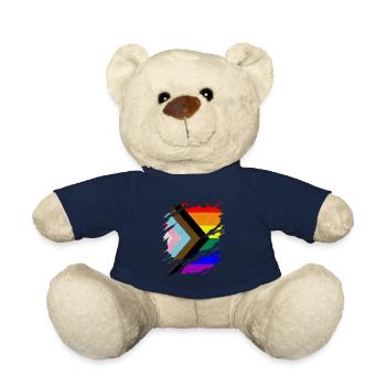 LGBTQ Progress Pride Flagge gerissen Offenbaren - Teddy - French Navy - Vorne