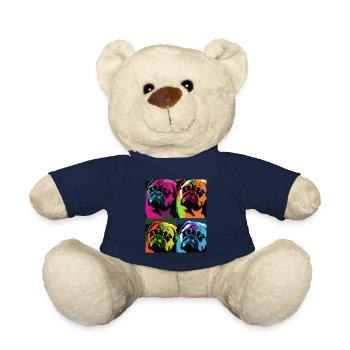 Pug Dog Pop Art - Teddy Bear - french navy - Front