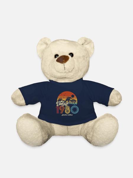 1980 Anniversaire né en 1980 Retro Vintage - Nounours - bleu marine