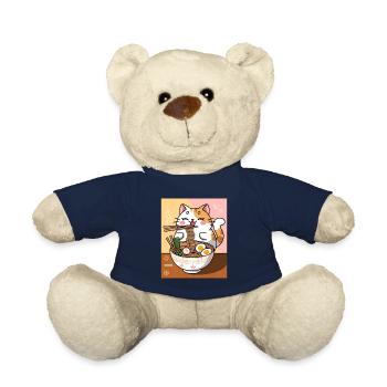 Kawaii Cat Ramen Noodles Anime Cat - Teddy Bear - french navy - Front