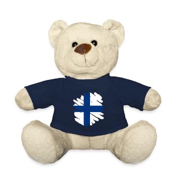 Finnland Flagge Suomi Finnische Fahne Used Look - Teddy - French Navy - Vorne