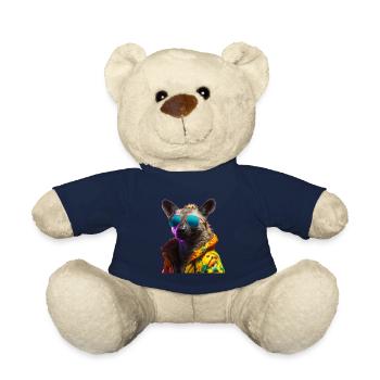 Hyène avec lunettes de soleil Colorful Cool Hyènes Afrique - Nounours - bleu marine - Devant