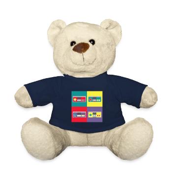 Pop art geek, joystick - Teddy Bear - french navy - Front